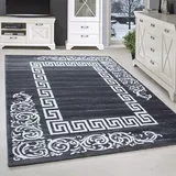 SIMPEX Kurzflor Teppich, Mäander-Design, Teppich Grau, 160 x 230 cm, Teppich modernen Stil, Teppich Wohnzimmer