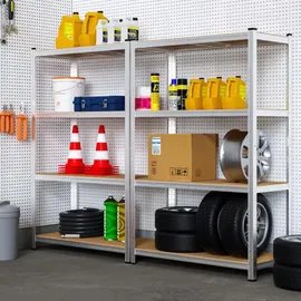 monzana Schwerlastregal MDF 160x90x40cm silber 700kg 4 Platten