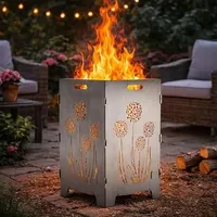 TiKo-Design® Feuertonne Feuerkorb aus 3 mm Stahl mit Pusteblume Motiv zerlegbar