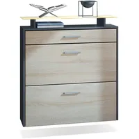 Vladon Schuhschrank, Eiche San Remo, Holzwerkstoff, 89x96x23 cm, Garderobe,