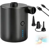Yuragim Elektrische Luftpumpe,4000mAh Wiederaufladbare Akku Pumpe mit 3 Düsen,Mini Luftpumpe Elektrisch für Luftmatratze,Schnellem Aufblasen/Entleeren,für Camping Luftmatratze Schlauchboot Schwimmring