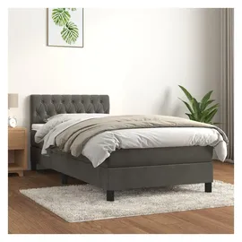 vidaXL Boxspringbett 90 x 200 cm Dunkelgrau