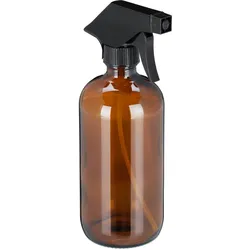 Relaxdays Sprühflasche Glas, 2x 500 ml, Set, nachfüllbar, Nebel & Strahl, Haarpflege, Reinigung, Zerstäuber, leer, braun