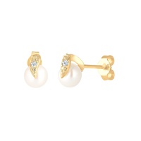 Elli DIAMORE Ohrringe Damen Ohrstecker Damen mit Diamant und Süßwasserperle 585 Gelbgold