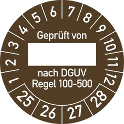 Dreifke® Prüfplakette Geprüft...DGUV Regel 100-500, 2025-2028, Folie, Ø 30 mm, 10 Stück/Bogen