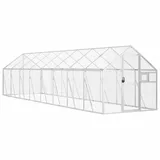 SECOLI Voliere Groß Papageien Voliere Draußen Silbern Vogelvoliere Außen Winterfest 1,79x8x1,85 m Papageienkäfig Groß XXL Voliere Aluminium Aussen Vogelvoliere