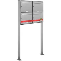 AL Briefkastensysteme Standbriefkasten 4 Fach Silber