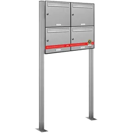 AL Briefkastensysteme Standbriefkasten 4 Fach Silber