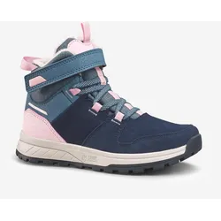 Winterschuhe Kinder Gr. 24–34 Leder Klett warm wasserdicht Winterwandern - SH500, blau|grau|rosa, 34