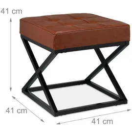 Relaxdays Sitzhocker Kunstleder 41 x 41 x 41 cm Schwarz/Braun