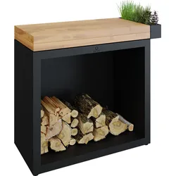 OFYR Butcher Block Storage 90 Black Teakholz