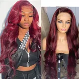 Burgundy Body Wave Ombre Brown 4x4 Lace Closure Perückes 1B99j Perückes For Women Brazilian Remy Hair Perücke Glueless Perückes Top Swiss Lace Frontal Perücke Tow Tone Ombre Red Perückes 12 Inch