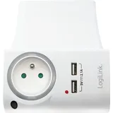 Logilink Steckdosenadapter mit Ladeschale, 2x USB-A, Nachtlicht