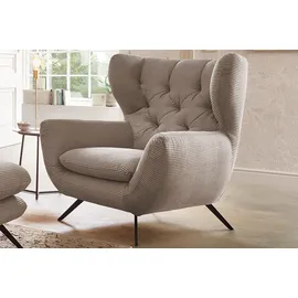 KAWOLA Hochlehnsessel CHARME Cord 72 x 100 x 80 cm taupe mit Kissen