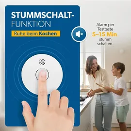 Unitec Rauchwarnmelder Weiß inkl. Funktionstest 4 St.