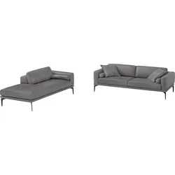 Polstergarnitur EGOITALIANO "Masu, Design trifft sensationellen Sitzkomfort", grau (zinn), H:95cm T:97cm, Sitzmöbel-Sets, Höhe der Rückenkissen und Sitztiefe verstellbar, 3 Rollkissen
