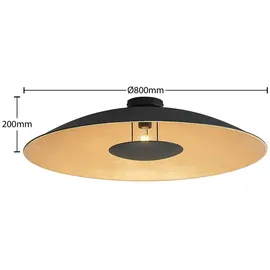 LINDBY Deckenlampe Narisara, Ø 80 cm, E27, schwarz-gold