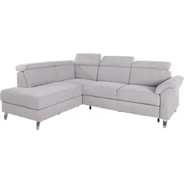 sit&more Ecksofa SIT & MORE "Arngast L-Form", silber, B:245cm H:84cm T:194cm, Sofas, Ecksofa, inklusive Kopfteilverstellung und Federkern