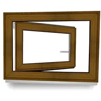 Kellerfenster - Fenster - Dreh- & Kippfunktion - innen Golden Oak/außen Golden Oak - BxH: 90 x 90 cm - 900 x 900 mm - DIN Rechts - 2 fach Verglasung - 60 mm Profil