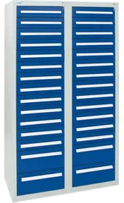 Stumpf Schubladenschrank Serie T-100/35-4, 30 Schubladen enzianblau (26x100, 4x200mm)