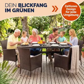 CASARIA Polyrattan Gartenstuhl 59 x 59 x 84 cm braun/weiß 4 St.