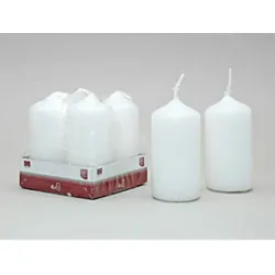 HundB Stumpenkerzen Kerzen Dekokerzen Blockkerzen Set 4 Stück weiß 8x4cm für Advent Dekoration Tischdeko Feier Hochzeit