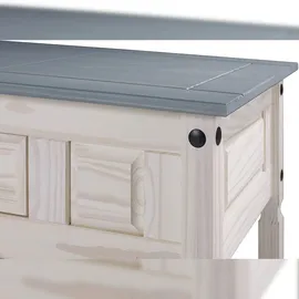 möbelliebling Couchtisch 100 x 60 cm mit Schublade Pinienholz weiß grau lasiert MEXICO