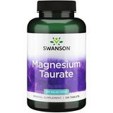 Swanson Magnesium Taurate, mit 100mg Magnesium pro Tablette, 120 vegane Tabletten, hochdosiert, Laborgeprüft, Vegetarisch, Sojafrei, Glutenfrei, Ohne Gentechnik