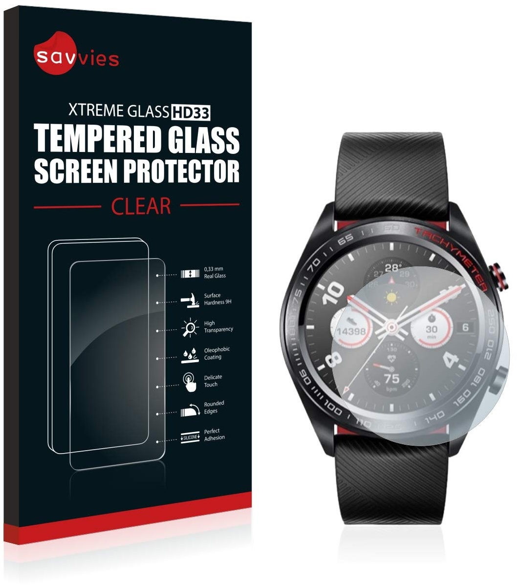 Savvies Schutzglas für Honor Watch Magic 9H Hartglas, Anti-Fingerprint, Displayschutz