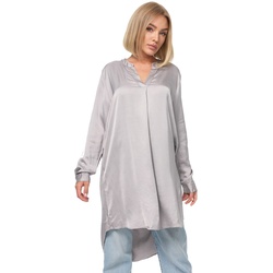 PM SELECTED Damen Elegante Satin Light Oversize Business Long Bluse in Einheitsgröße PM07