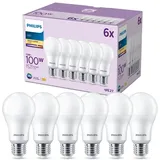 Philips LED-Lampe 100 W E27 2700 K warmweiß 6 St.