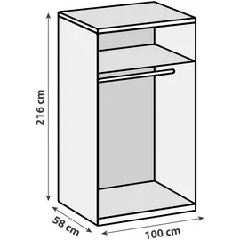 WIMEX Level 100 x 216 x 58 cm Plankeneiche Nachbildung/Weißglas