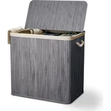 Juskys Bambus Wäschekorb Curly - Grau