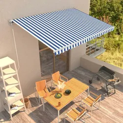 vidaXL Automatisch Einziehbare Markise 450×300 cm Blau und Weiß