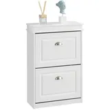 SoBuy Schuhschrank, Weiß, Holzwerkstoff 53x82x24 cm, FSC 100%, Garderobe, Schuhaufbewahrung, Schuhkipper