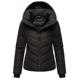 Marikoo Winterjacke Damen (XS-3XL) - Wasserabweisend, Warm, Kapuze abnehmbar, Winddicht - Steppjacke, Frauen - Stehkragen, 4 Taschen, verlängerter Zipper - Schwarz XS