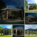 Brast Alu-Pavillon Summerdream 4 x 3 m grau inkl. LEDs