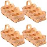 DOITOOL Osterkorb Klein 12 Stück Kleiner Holzspänekörbe mit Griff Handgeflochtene Kleiner Geschenkkörbchen für Heimdekoration und Fensterbank