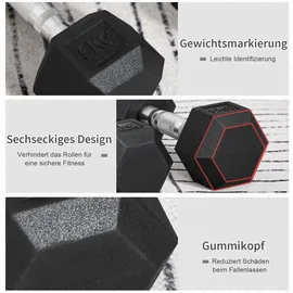 Homcom Hexagon Hanteln Gusseisen Kurzhantelset 2 x 5 kg schwarz