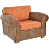 Wohnzimmersessel Chester Lounge Rattansessel Natur Rattan Sessel (Vintage Braun)