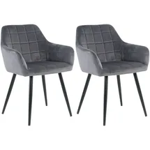 Möbilia 4-Fußstuhl Quadratsteppung Polyester schwarz 2er Set