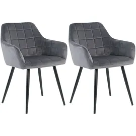 Möbilia 4-Fußstuhl Quadratsteppung Polyester schwarz 2er Set