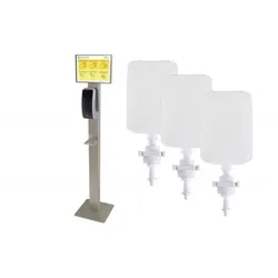 Blanc HYGIENIC SET: Desinfektionsspender SENSOR Cosmos +Bodenständer Edelstahl +Infotafel +3x 1-Liter Hautdesinfektion +prof. Hygieneplan