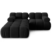 Micadoni Sofa Bellis, modular 3-Sitzer mit flachem Modul schwarz