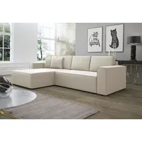 Fun Möbel Ecksofa Schlafsofa Sofa CONOR Kunstleder Creme Ottomane Links - Beige