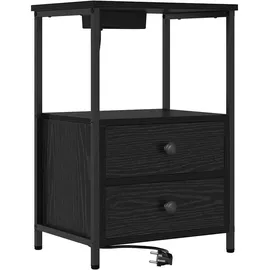 vidaXL Nachttisch mit Ladestation Schwarze Eiche Holzwerkstoff