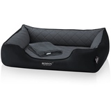 BedDog Premium Orthopädisches Hundebett Buffy, Memory Foam Kunstleder,THE-ROCK (schwarz/grau),L