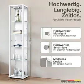 K-Möbel Glasvitrine C1014 176 x 37 x 33 cm Weiß