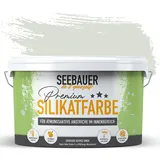 SEEBAUER diy Silikatfarbe Hellgrün 5L für Innen (No. 771 Ocean Grass) Atmungsaktive Mineralfarbe für Allergiker - Abwaschbare Wandfarbe - Grüntöne hohe Deckkraft