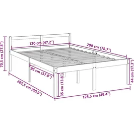 vidaXL Seniorenbett 120x200 cm Massivholz Kiefer